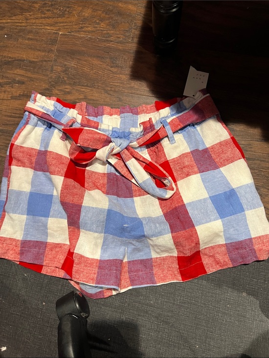 a new day Pants - a new day Red, Blue & White Gingham Tie-Waist Shorts